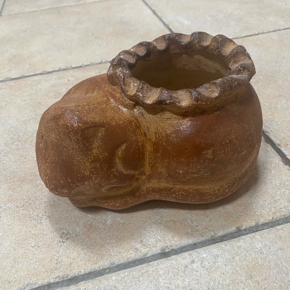 Kitty cat ceramic barro planter Mexican pottery